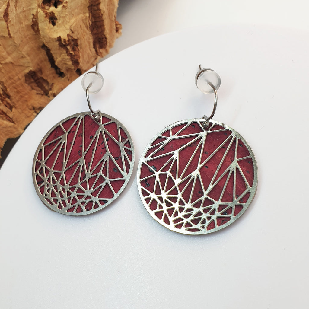 Fabrikk Stellar Laser Cut Earrings | Burgundy Love | Vegan Leather