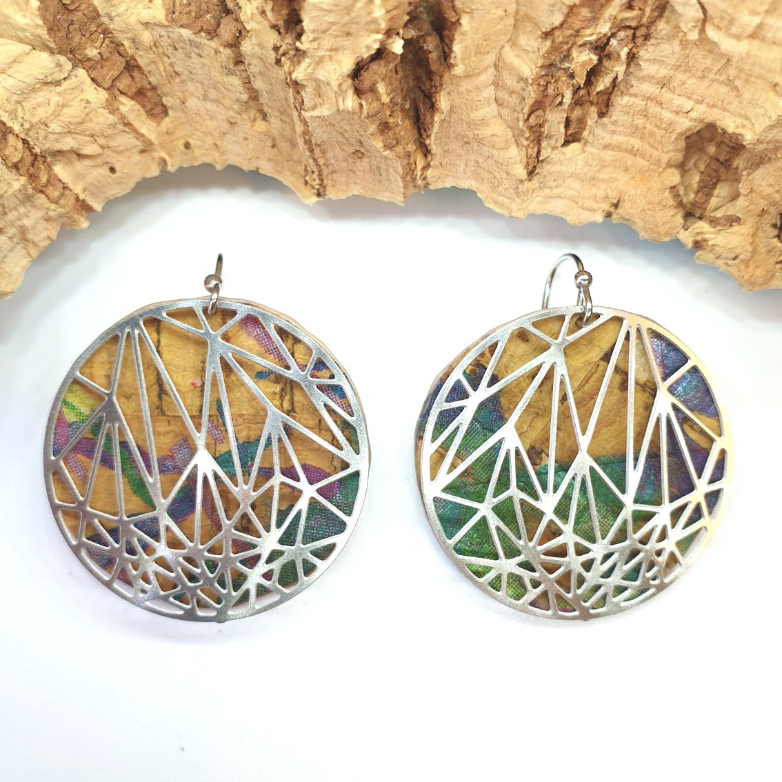 Fabrikk Stellar Laser Cut Earrings | Cosmic Splash Cork | Vegan Leather