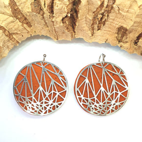 Fabrikk Stellar Laser Cut Earrings | Orange Cork | Vegan Leather