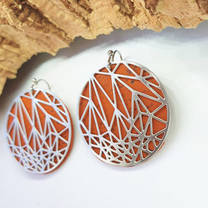 Fabrikk Stellar Laser Cut Earrings | Orange Cork | Vegan Leather