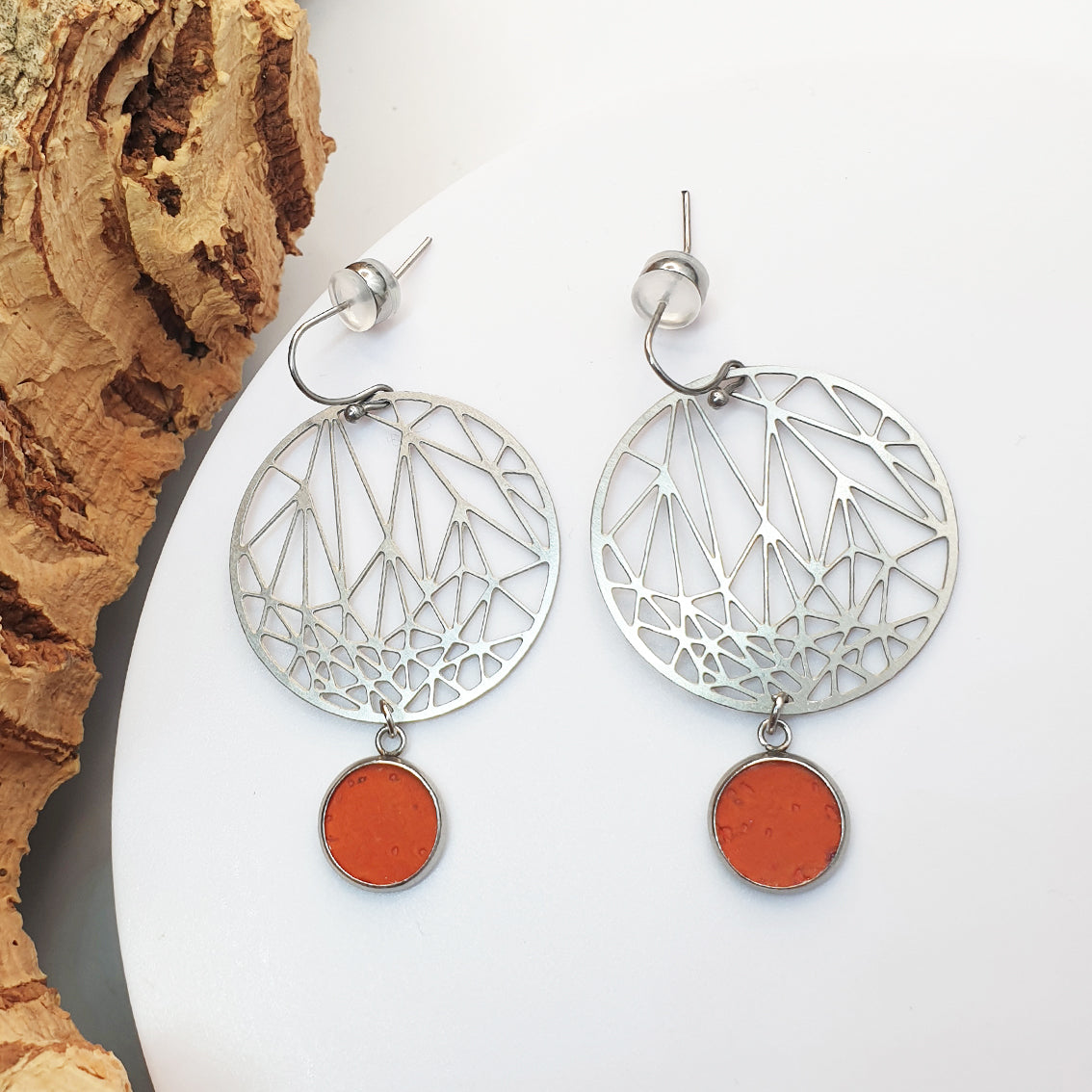 eco vegan cork laser cut earrings