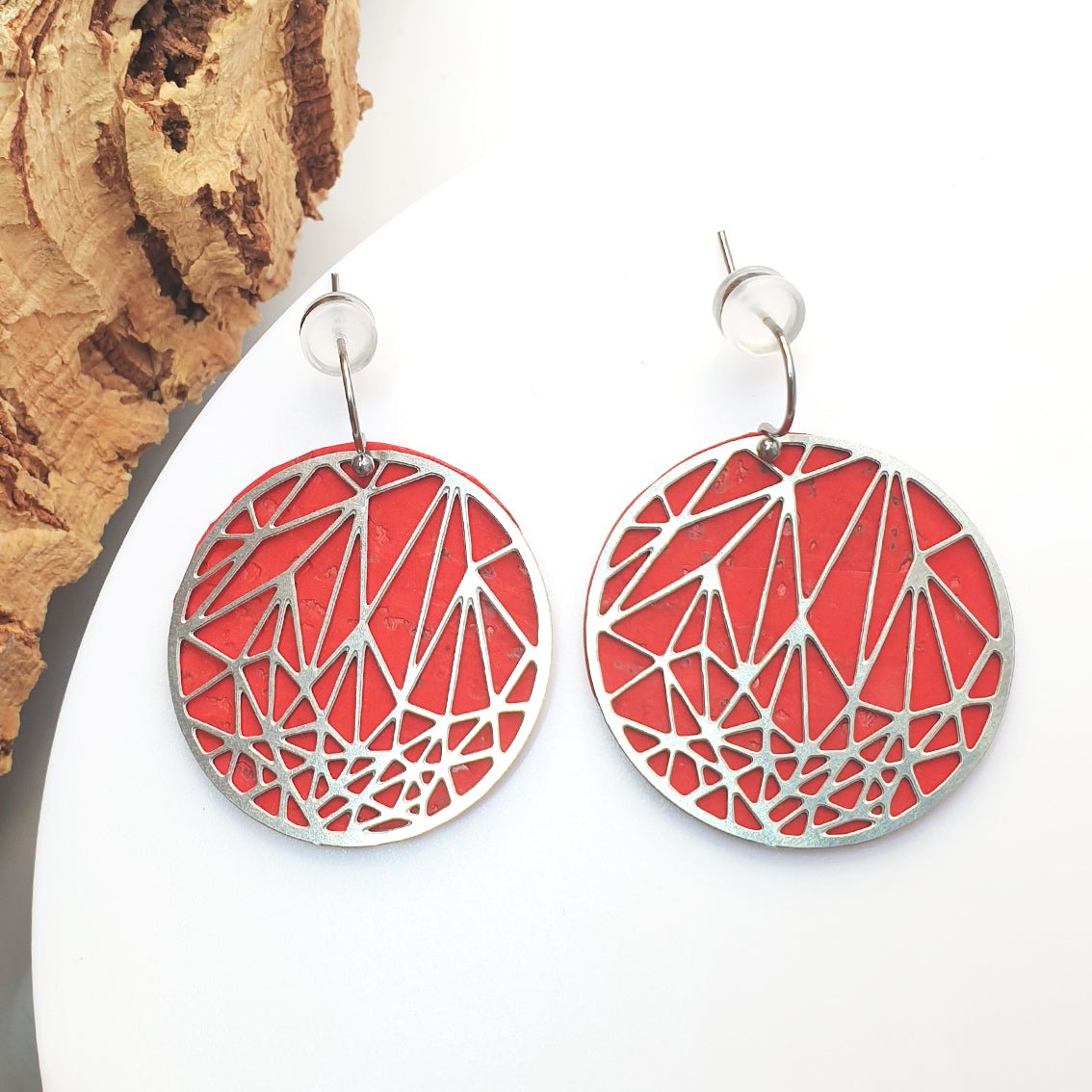 Fabrikk Stellar Laser Cut Earrings | Red | Vegan Leather