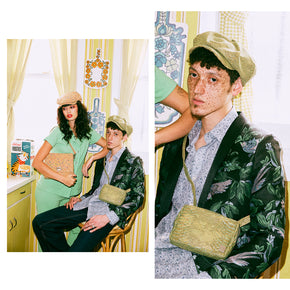 Theta | Green Snakeskin Vegan Leather 'Cork' Cross Body, Bum Bag, Mini Bag - Fabrikk