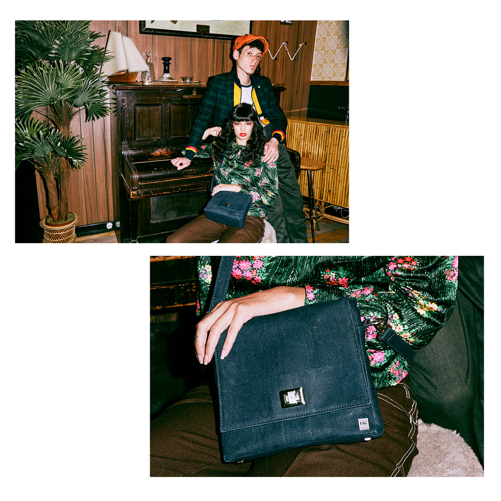 Fabrikk VELA Cork LED Handbag  | Navy Blue | Vegan Leather