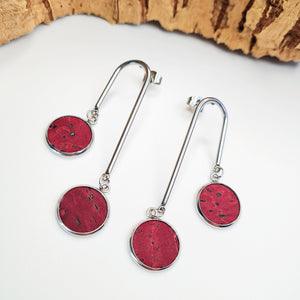 burgundy eco cork vegan earrings