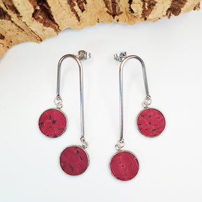 Fabrikk Double Drop Earrings | Burgundy Love | Eco Cork
