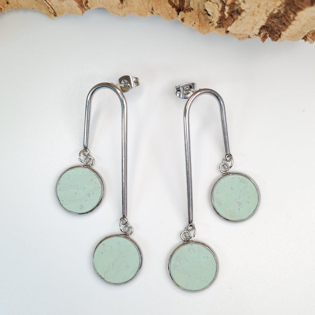 mint green eco cork earrings