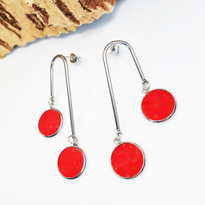 Fabrikk Double Drop Earrings | Red | Eco Cork