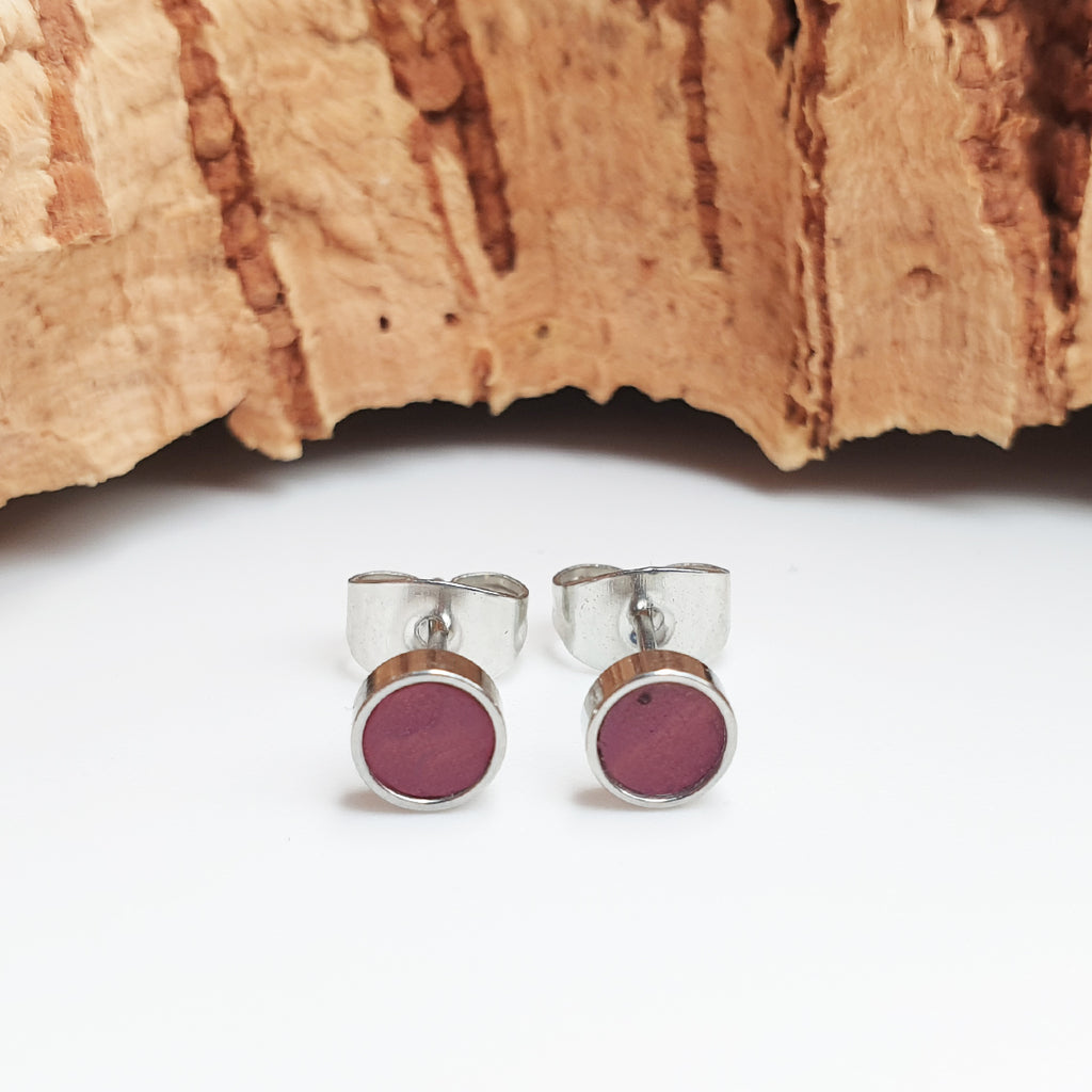 Fabrikk Eco Cork Stud Earrings | Atom Size | Purple Music