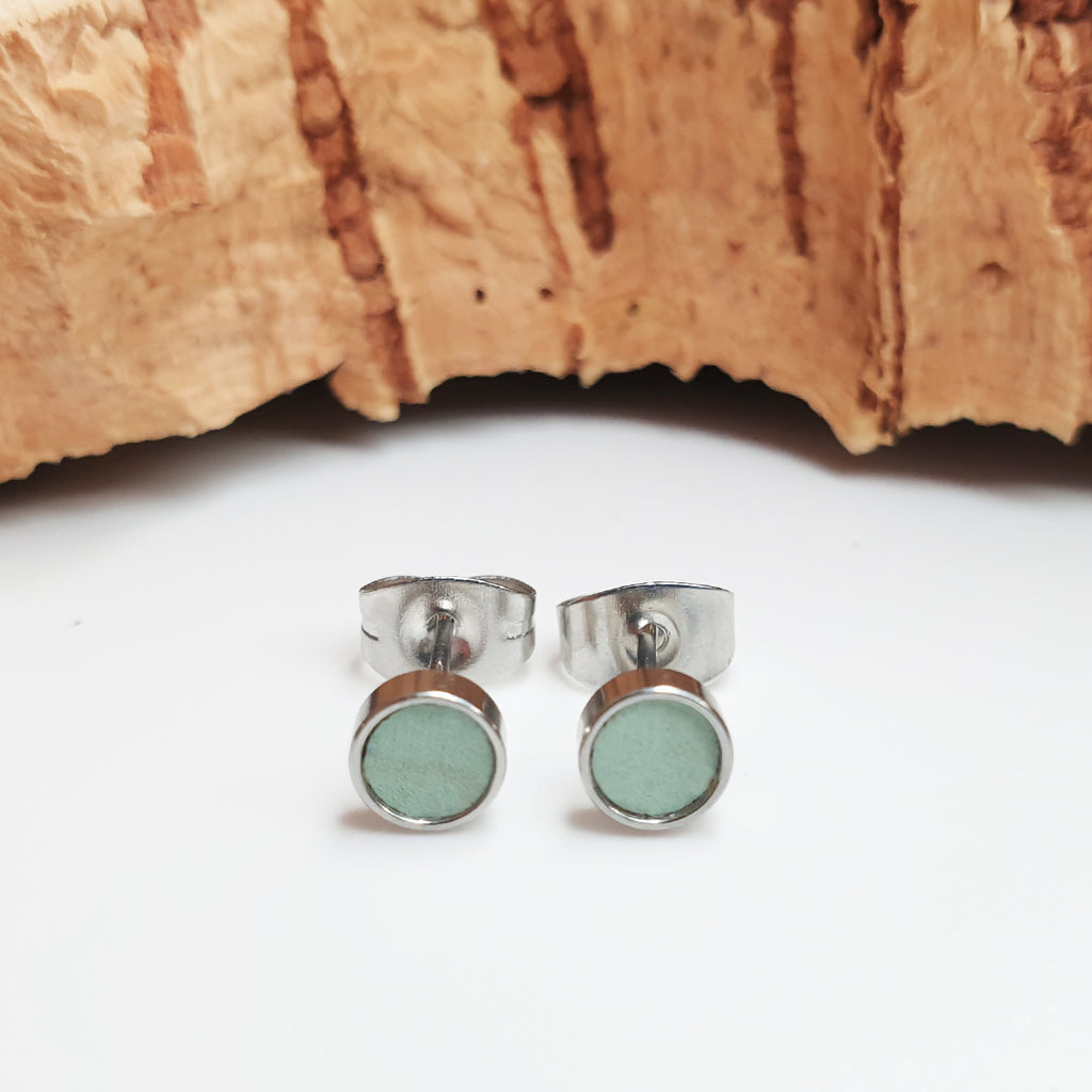 Fabrikk Eco Cork Stud Earrings | Atom Size | Mint Green