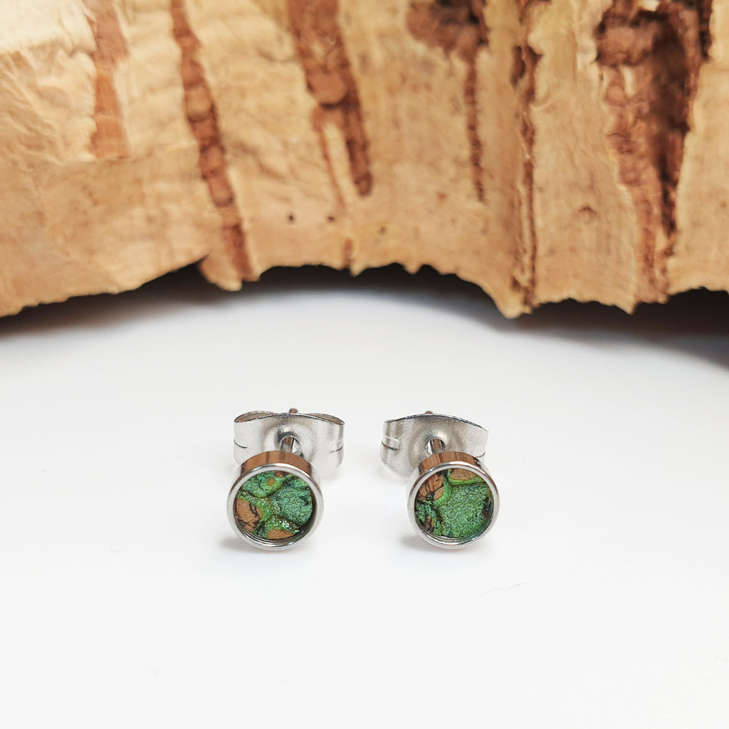 eco cork vegan stud earrings
