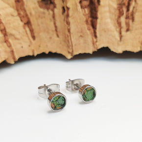 Fabrikk Cork Stud Earrings | Atom Size | Green faux Python