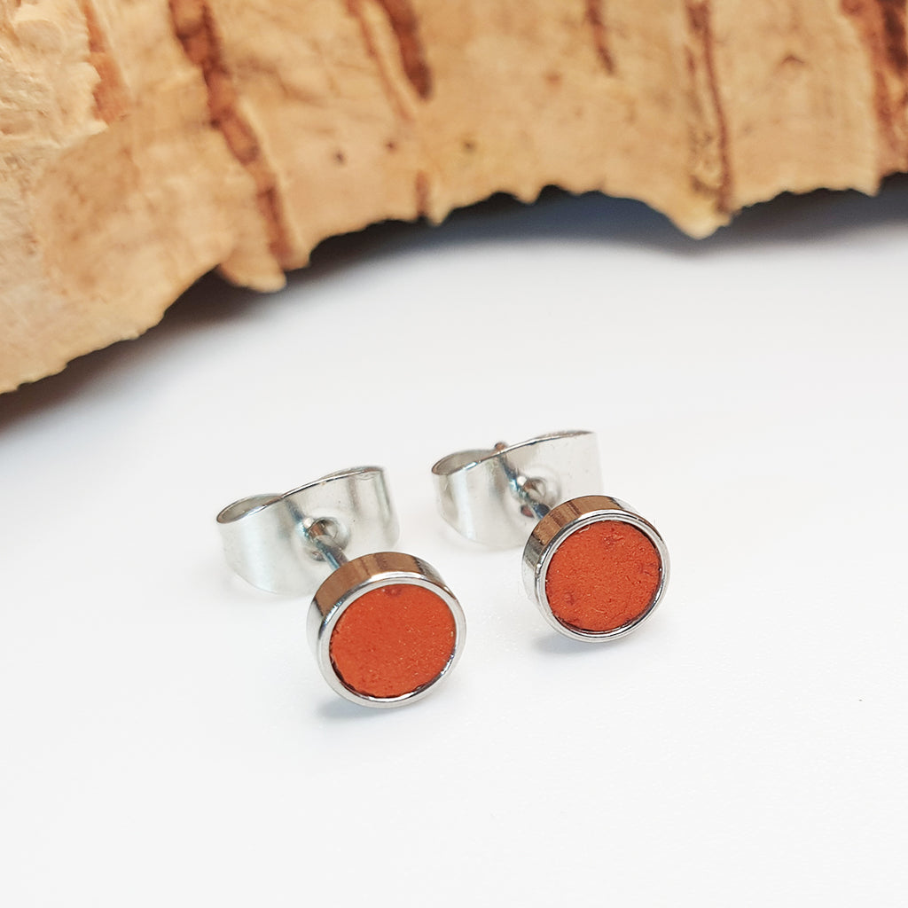 eco cork vegan stud earrings