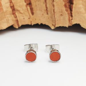 Fabrikk Cork Stud Earrings | Atom Size | Orange
