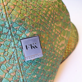 Fabrikk Cork Baker Boy Hat | Green Python Faux Snake Skin | Vegan Leather