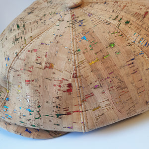 Fabrikk Cork Baker Boy Hat | Natural Metallic Fleck | Vegan 'Leather'