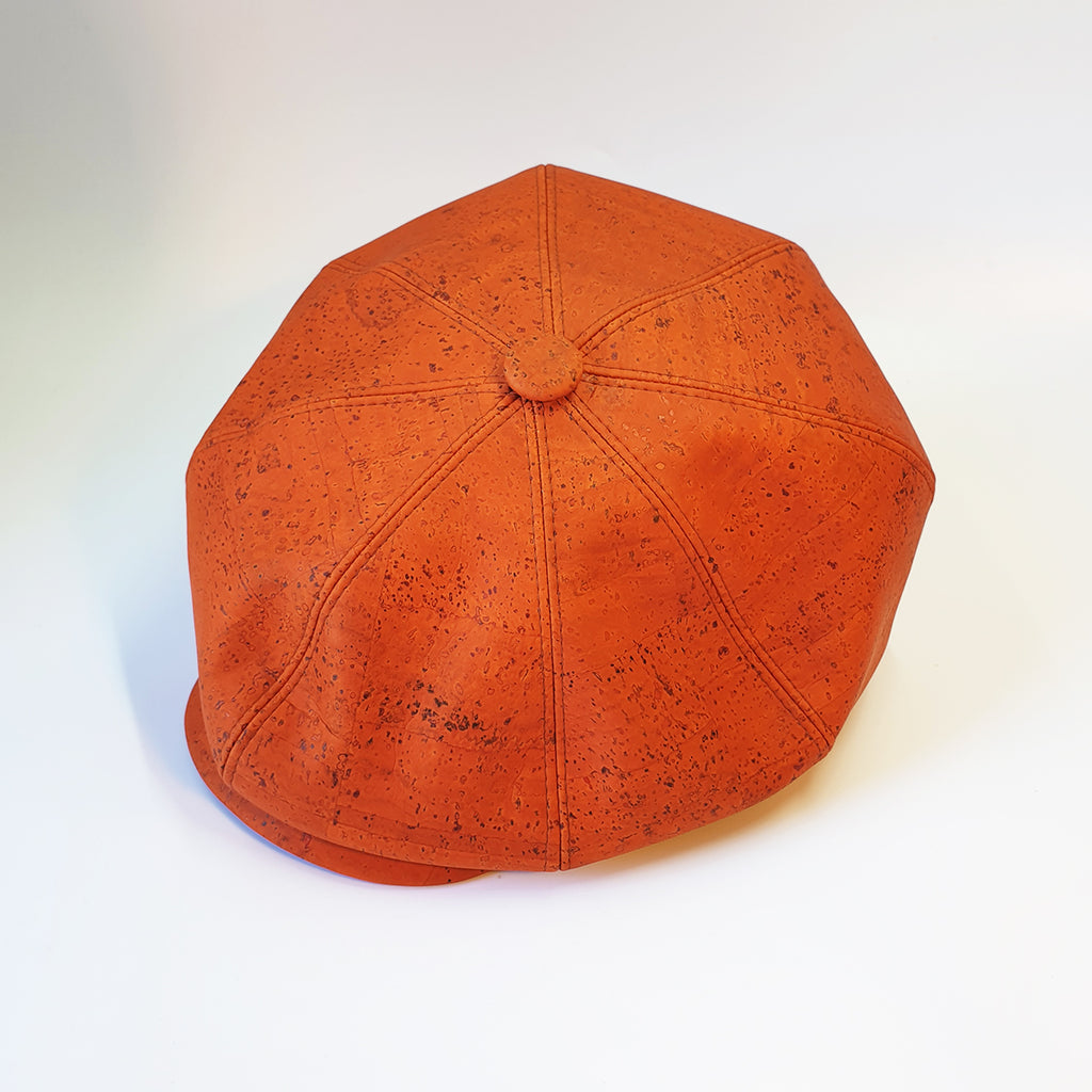 Fabrikk Cork Baker Boy Hat | Orange | Vegan Leather