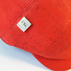 Fabrikk Cork Baker Boy Hat | Red | Vegan Leather