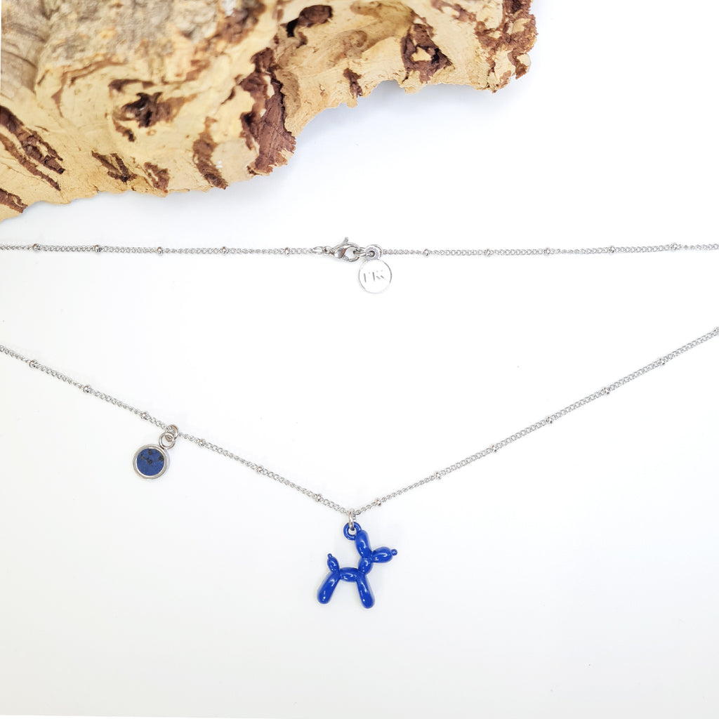 Fabrikk Electric Blue Balloon Dog Pendant Necklace | Eco Cork