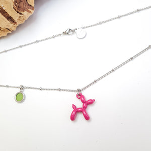 Fabrikk Pink Balloon Dog Pendant Necklace | Eco Cork
