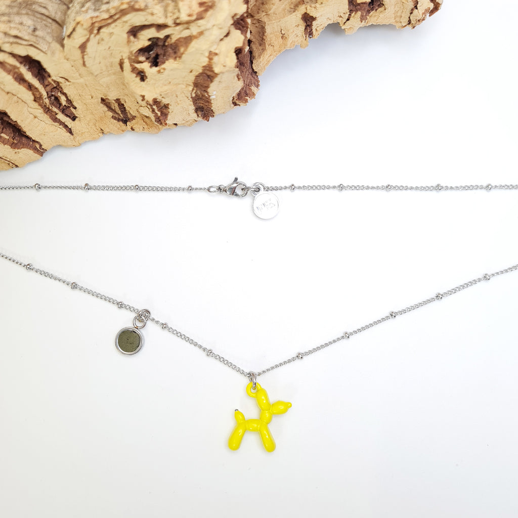 Fabrikk Yellow Balloon Dog Pendant Necklace | Eco Cork