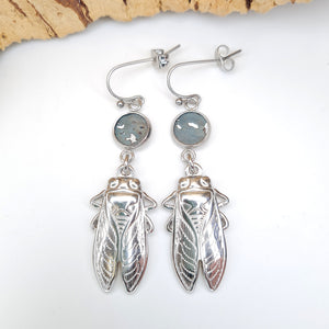 Fabrikk Bugged Out Pendant Earrings | Eco Cork | Aqua Silver