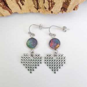Fabrikk Digital Heart Pendant Earrings | Eco Cork | Cosmic Splash