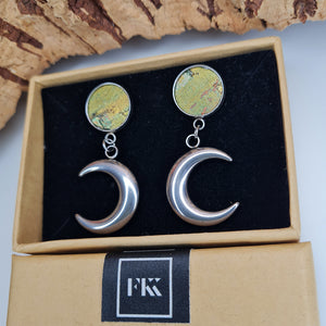 Fabrikk Many Moons Earrings | Green Oil Slick | Eco Cork