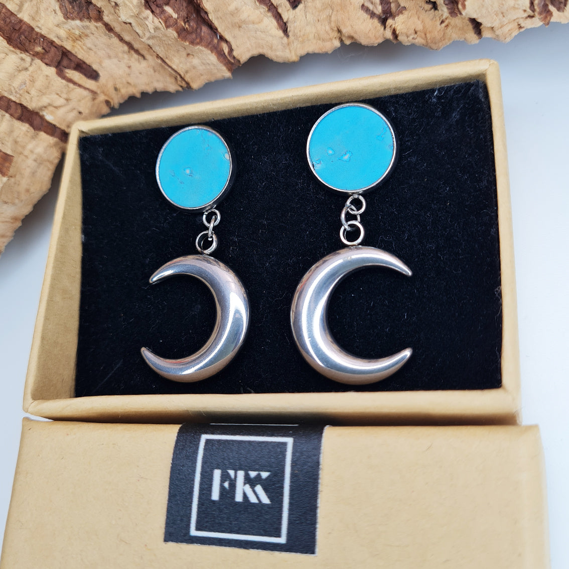 Fabrikk Many Moons Earrings | Bahama Blue | Eco Cork