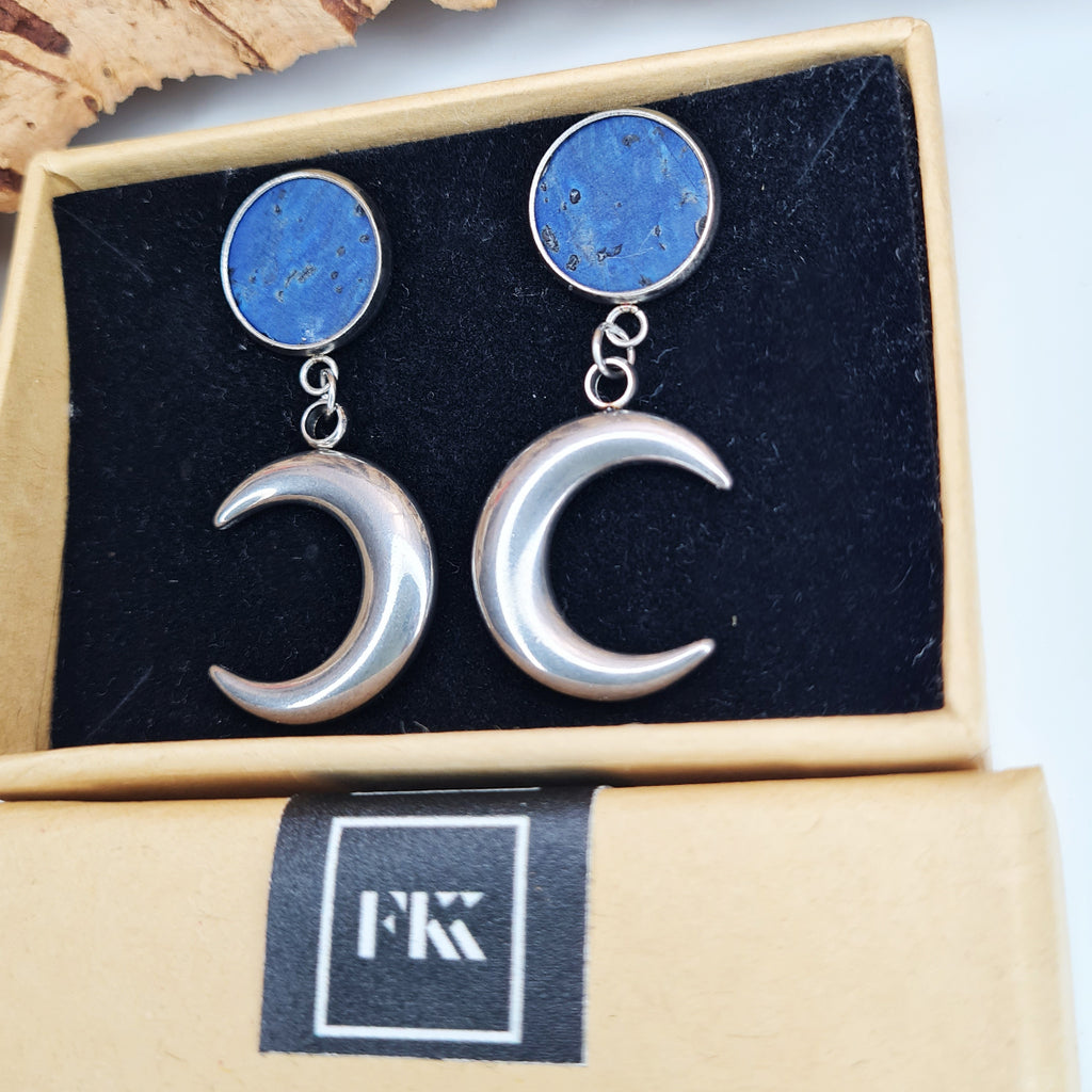 Fabrikk Many Moons Earrings | Electric Blue | Eco Cork