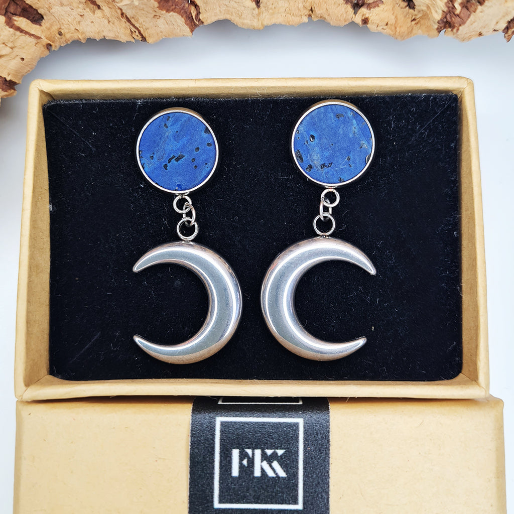 blue earrings eco vegan cork