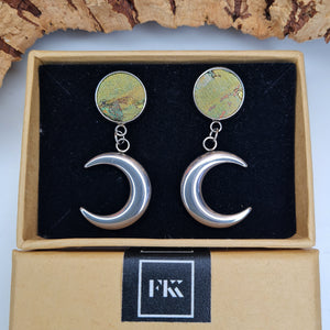 Fabrikk Many Moons Earrings | Green Oil Slick | Eco Cork