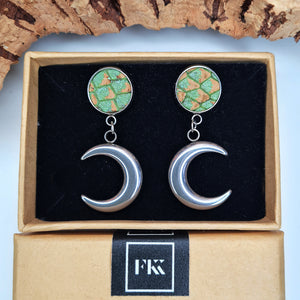 Fabrikk Many Moons Earrings | Green Mock Croc | Eco Cork