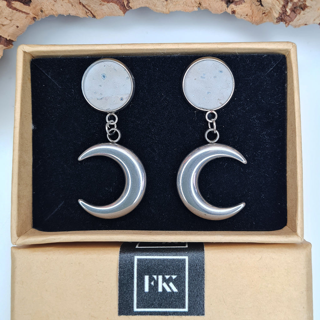 moon earrings eco vegan cork