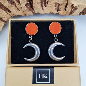 Fabrikk Many Moons Earrings | Orange | Eco Cork