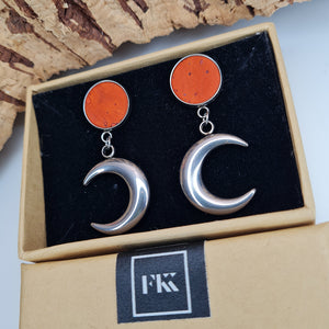 Fabrikk Many Moons Earrings | Orange | Eco Cork