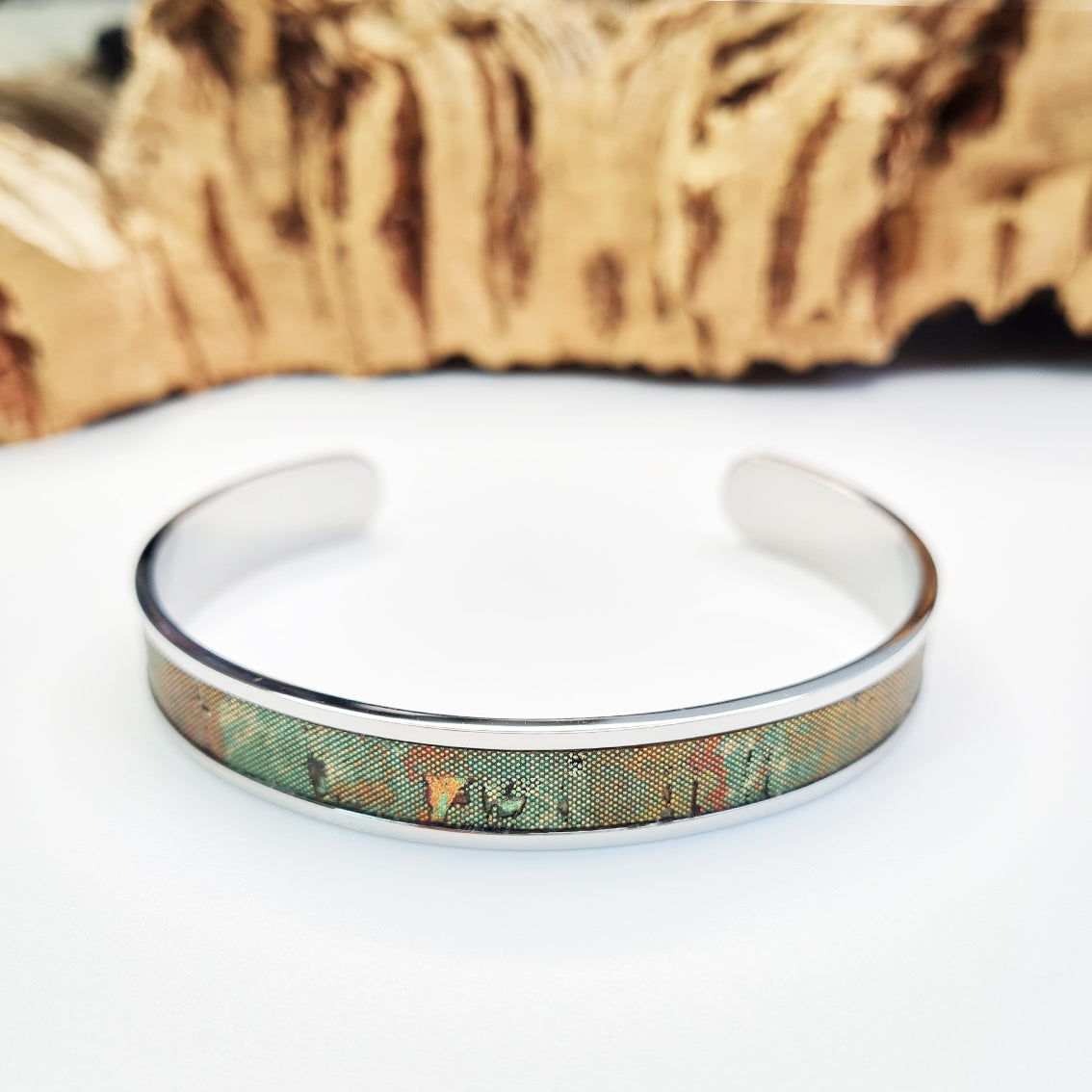 eco vegan cork steel bracelet