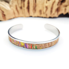 eco vegan cork steel bracelet