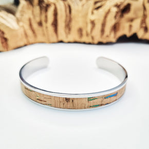 eco vegan cork steel bracelet