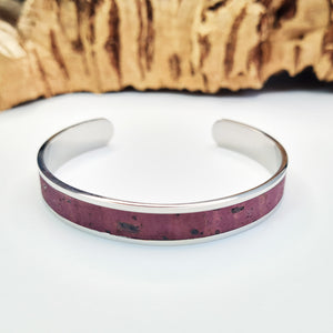 purple eco cork steel vegan bracelet