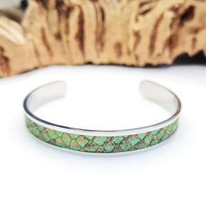 green eco cork vegan steel bangle