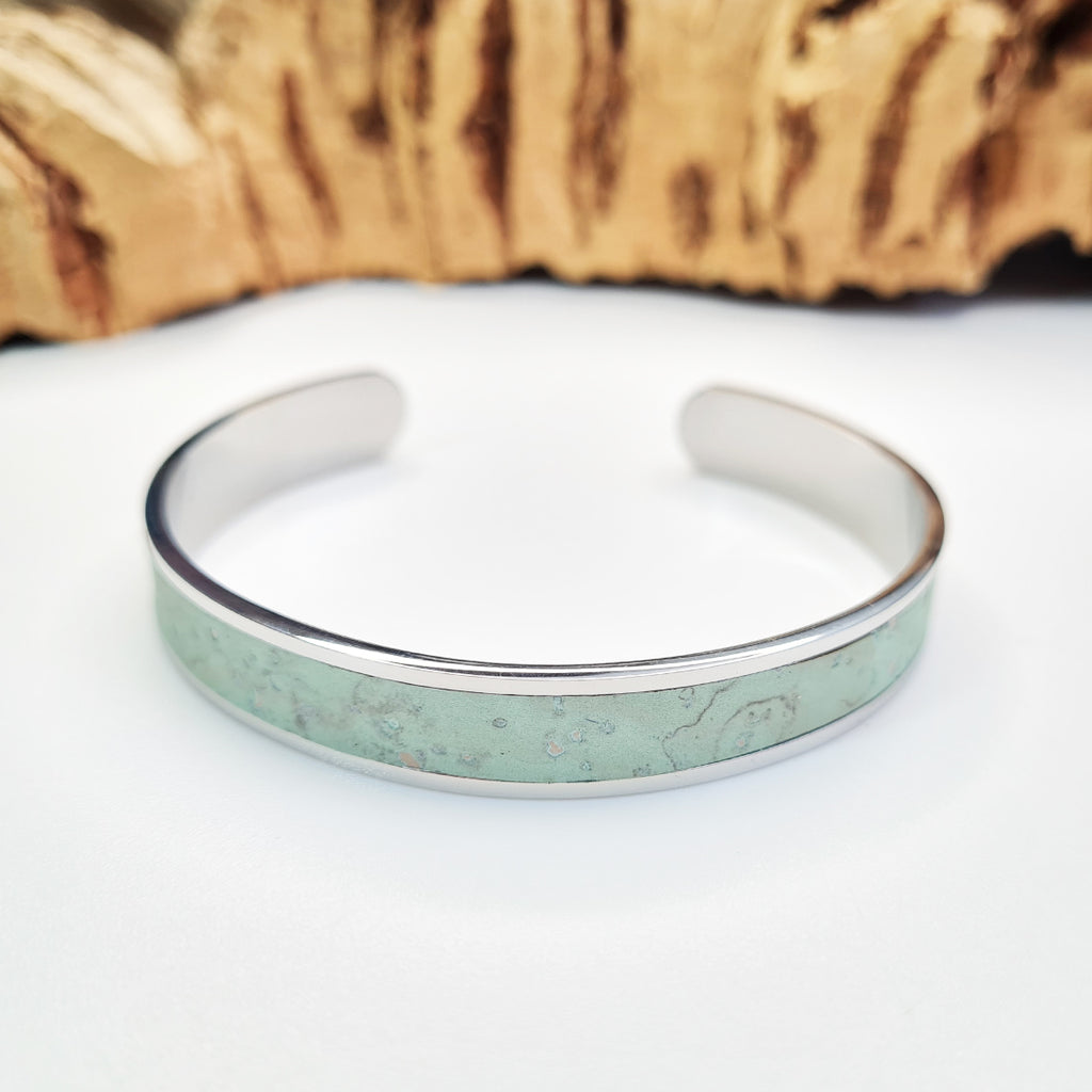 mint green eco cork bracelet