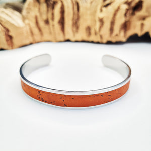 orange eco cork vegan steel bracelet
