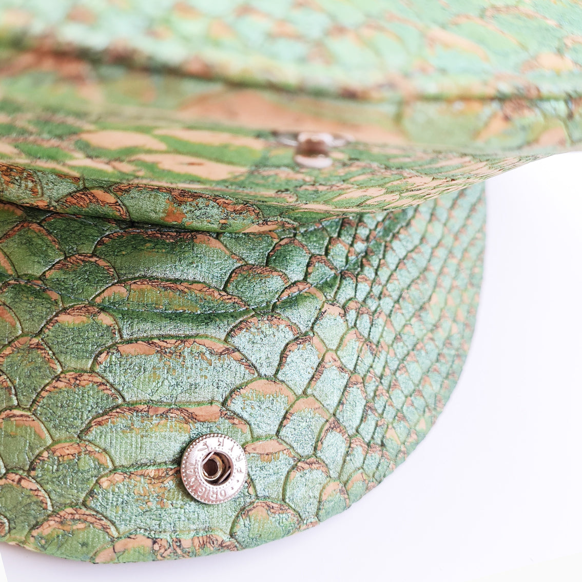 Fabrikk Cork Flat Cap | Green Python Skin | Vegan Leather