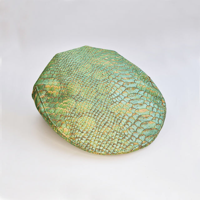 green mock python eco cork vegan flat cap