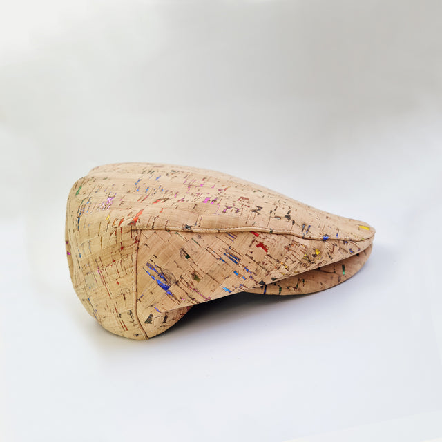 Fabrikk Cork Flat Cap | Natural Metallic Rainbow Fleck  | Vegan Leather
