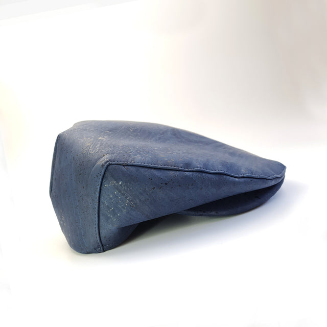 navy blue eco cork vegan flat cap