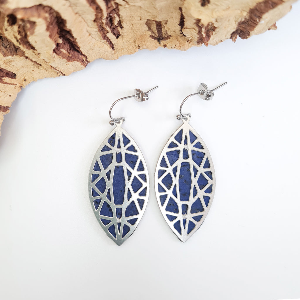 Fabrikk Geo Drop Electric Blue Laser-cut Earrings | Eco Cork