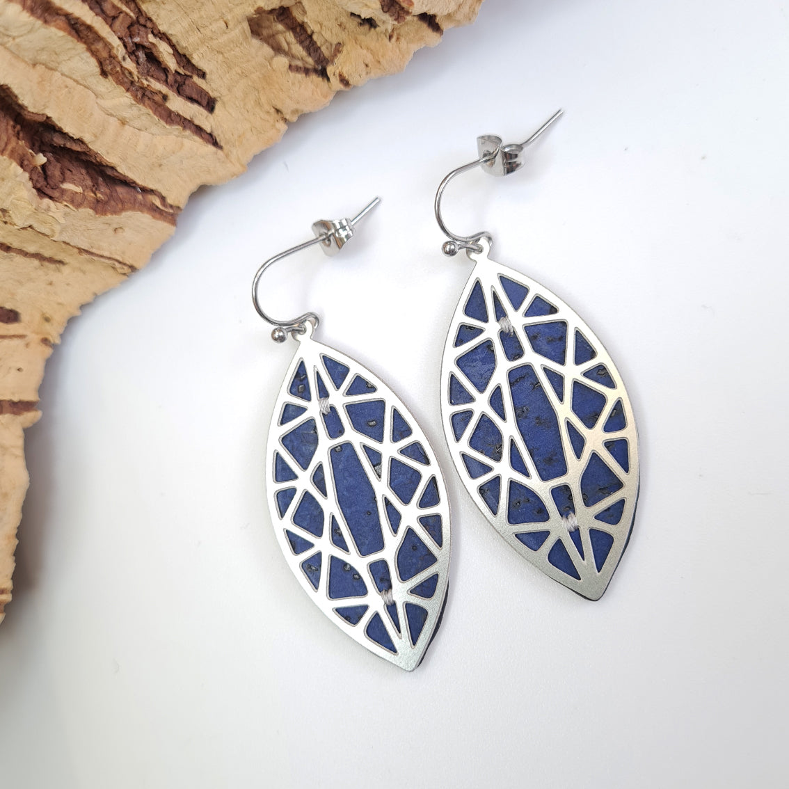 Fabrikk Geo Drop Electric Blue Laser-cut Earrings | Eco Cork