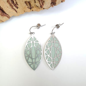 Fabrikk Geo Drop Mint Green Laser-cut Earrings | Eco Cork